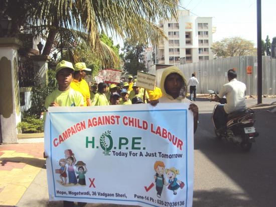 HOPE children's campaign against child labor on the 30th April at Vadgaonsheri, Pune.